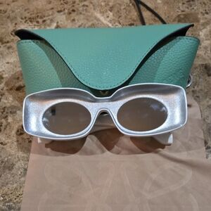 LOEWE PAULA'S IBIZA RECTANGULAR WHITE & SILVER SUNGLASSES